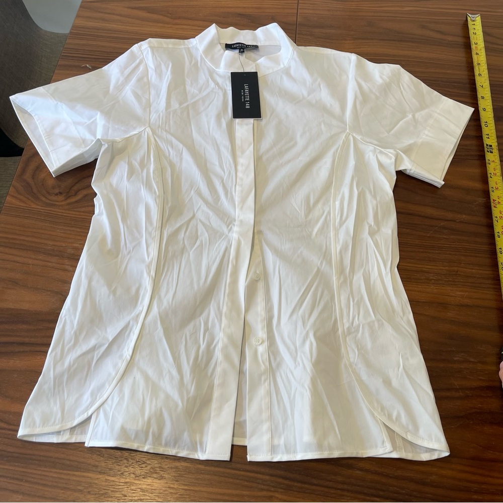 Lafayette 148 New York Crisp White Button-Down Blouse
